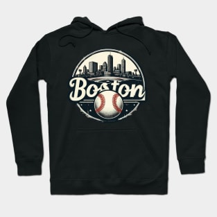 Boston Baseball Field Cityscape Retro Vintage Hoodie